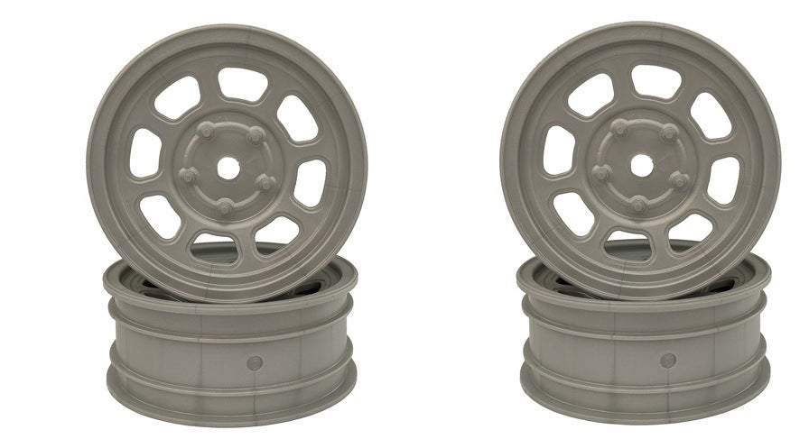 DE Racing Speedway Rear Buggy Wheels Silver Associated B6 &amp; CW Oval DER-DSB-ARS image 0