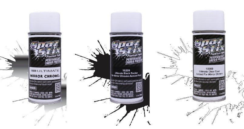 Spaz Stix 3pk Clear Black Backer Mirror Chrome Can Paint SZX10009 SZX10209 SZX10909 image 0