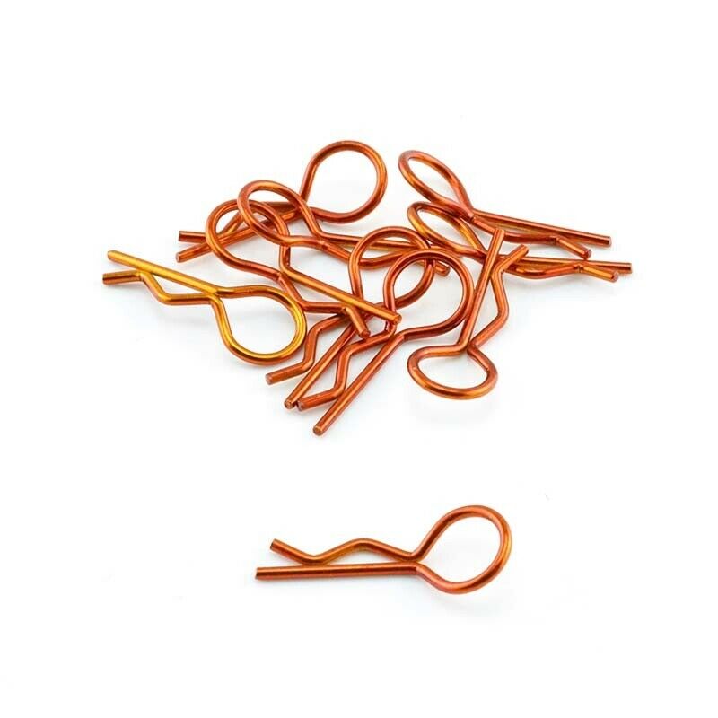 1/10 RC Car Body Clips Orange Anodized Finish 10pcs. Bent Angled image 0