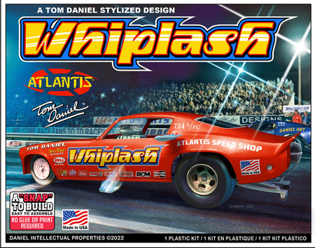 Atlantis 1/32 Snap Tom Daniel Whiplash Camaro Funny Car Plastic Model Kit M8276 image 0