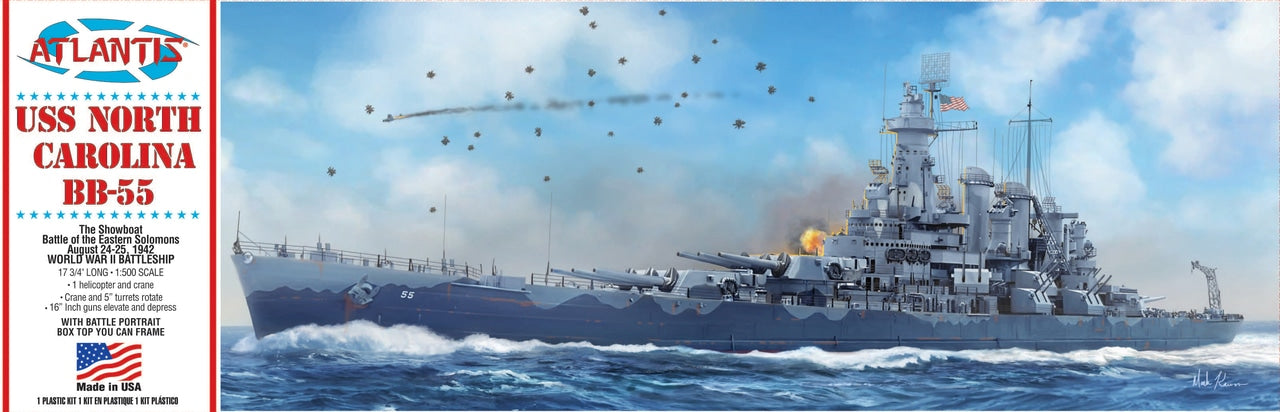 Atlantis 1/500 USS North Carolina BB-55 Battleship Plastic Model Kit R601 image 0