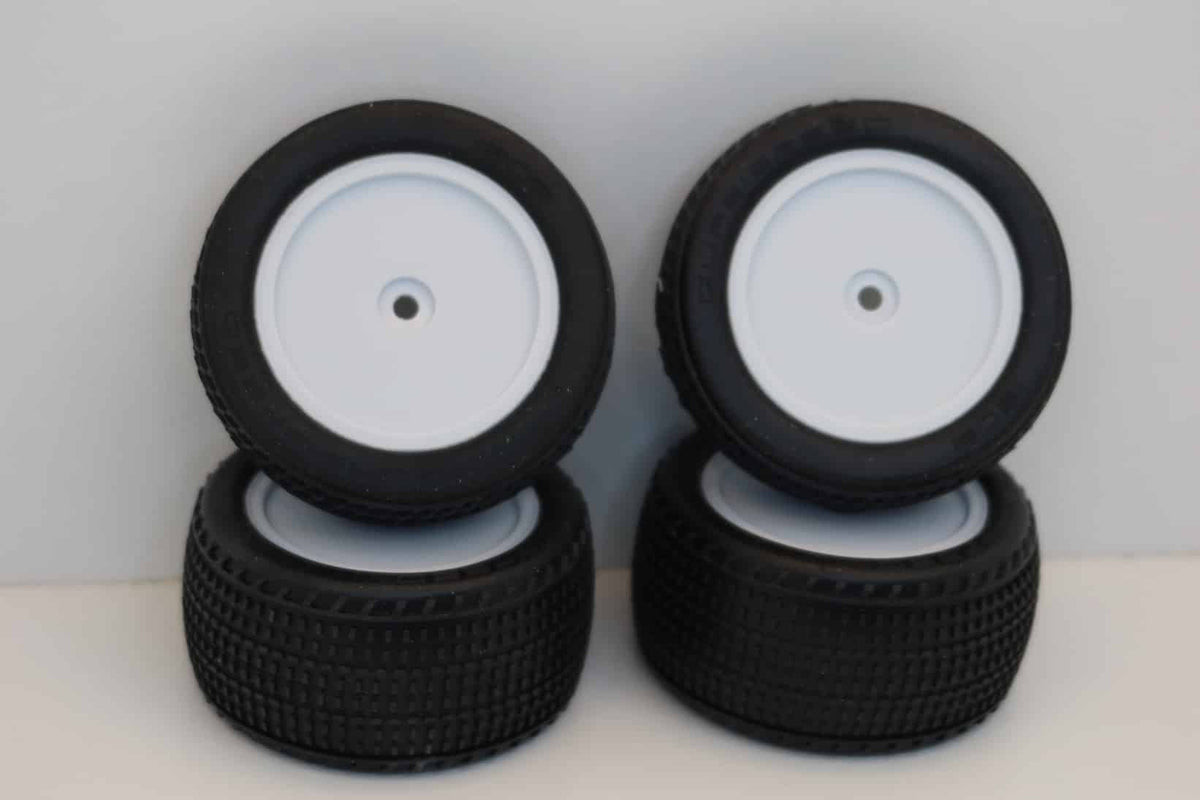 Quasi Speed LOW PIN Tires Set of 4 QS-1614 PRE-MOUNTED on QS-1612WH White Wheels image 0