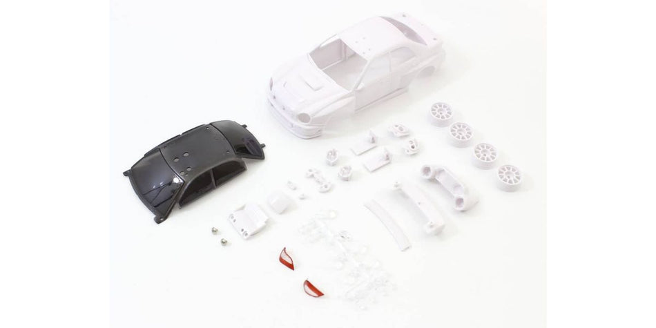Kyosho Impreza WRC 2002 White Body Set w/ Wheels White Mini Z Body Set MZN200 image 0